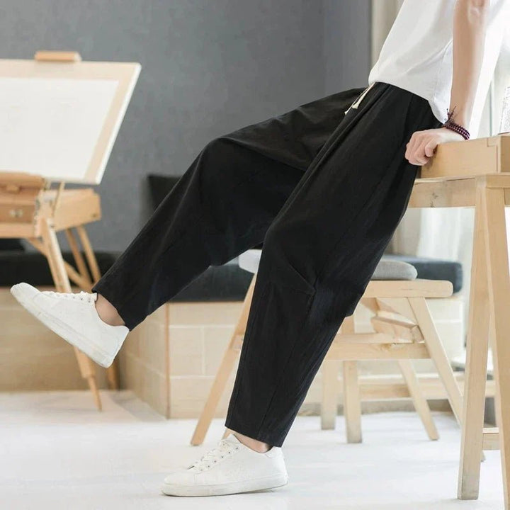Carter | Men's Casual Drawstring Wide Leg Trousers