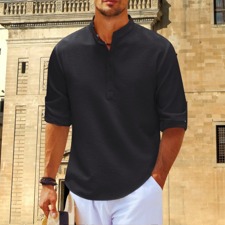 Men's Roll-Up Sleeve Casual Shirt-Metro Lane Plaza