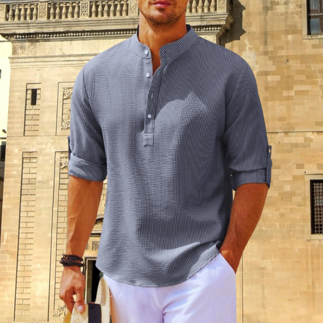 Men's Roll-Up Sleeve Casual Shirt-Metro Lane Plaza