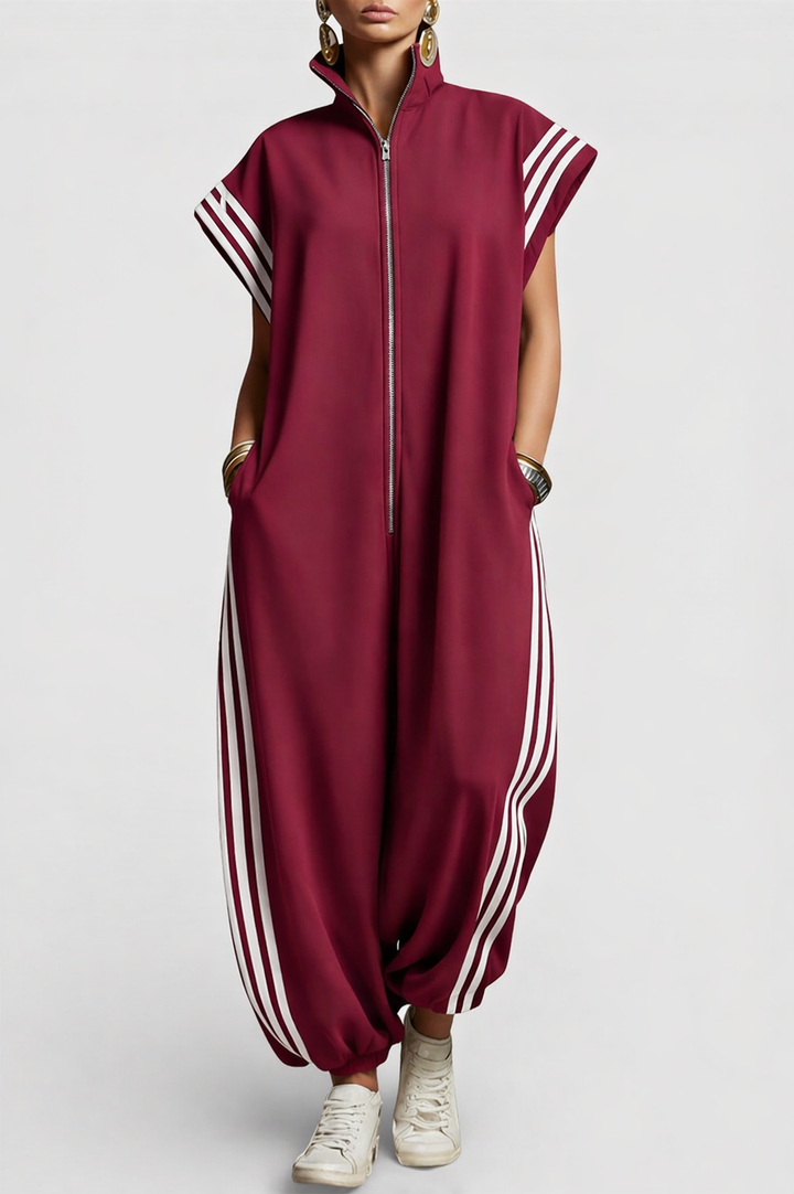 Stilfuld jumpsuit uden ærmer med lynlåskrav(e) til kvinder