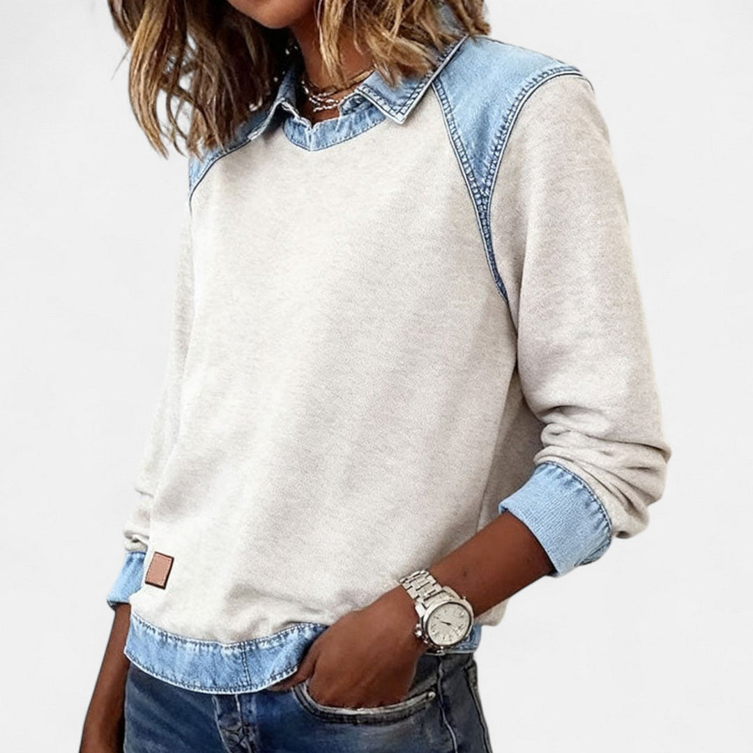 Ledig sweatshirt med långa ärmar för kvinnor