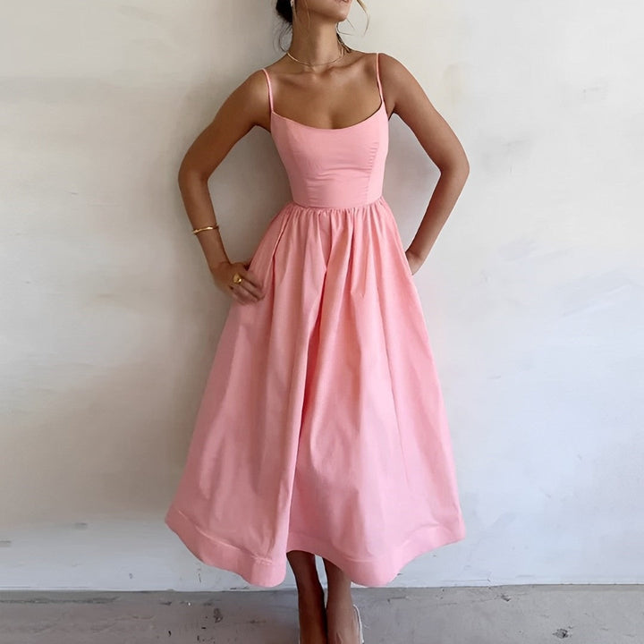 Chelsea | Women's Sleeveless A-Line Midi Dress-Metro Lane Plaza