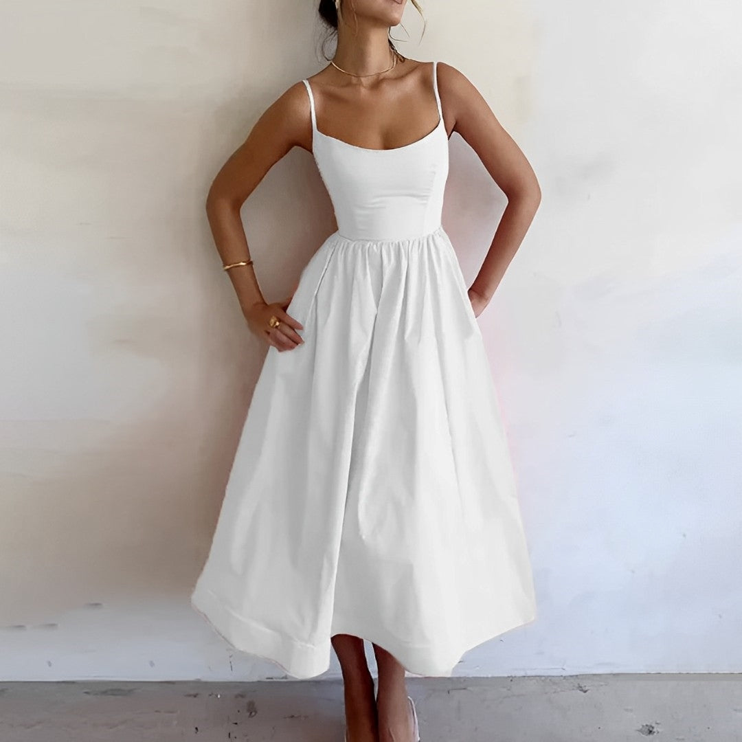 Chelsea | Women's Sleeveless A-Line Midi Dress-Metro Lane Plaza