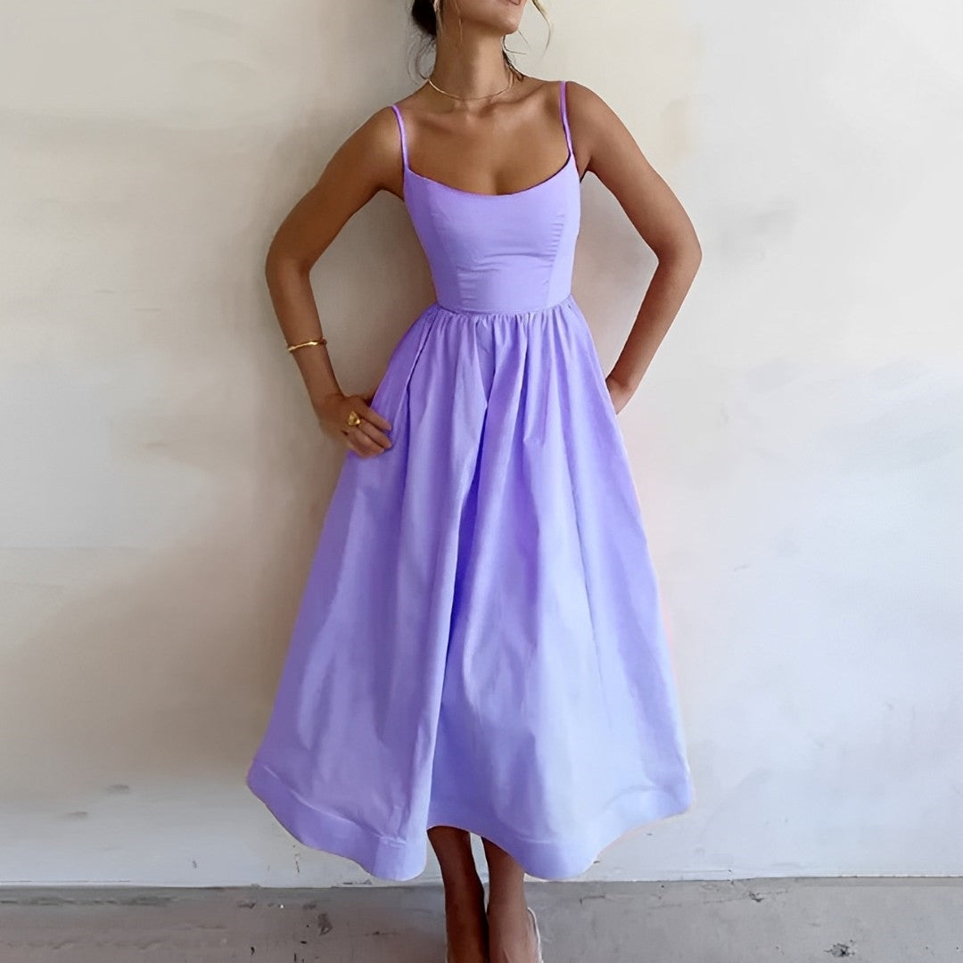 Chelsea | Women's Sleeveless A-Line Midi Dress-Metro Lane Plaza