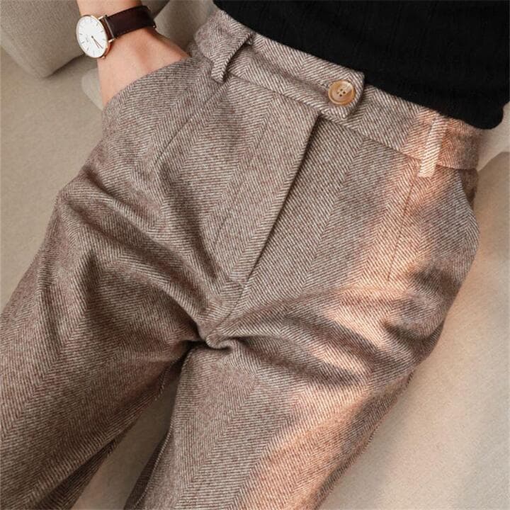 Clayton | Men's Herringbone Style Dress Trousers-Metro Lane Plaza