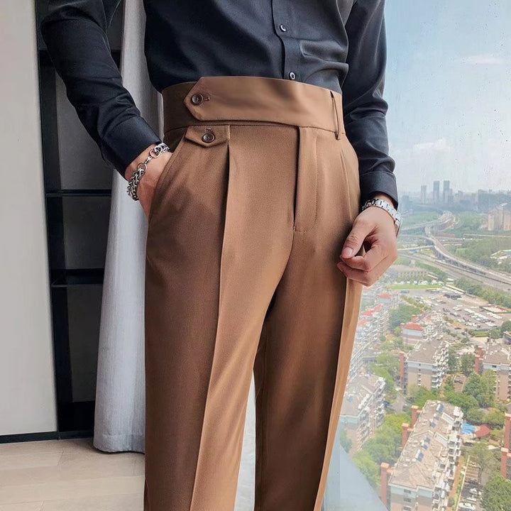 Craig | Men's High-Waisted Pleated Cuffed Trousers