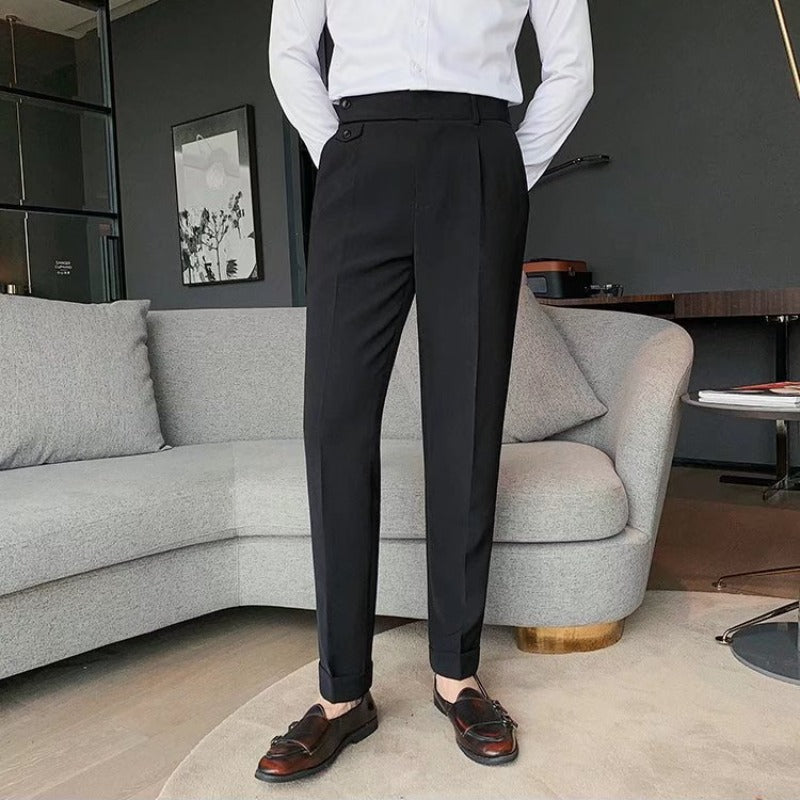 Craig | Men's High-Waisted Pleated Cuffed Trousers