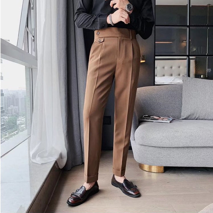 Craig | Men's High-Waisted Pleated Cuffed Trousers