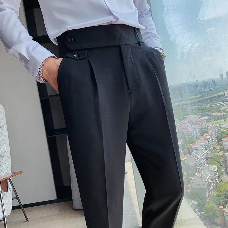 Craig | Men's High-Waisted Pleated Cuffed Trousers
