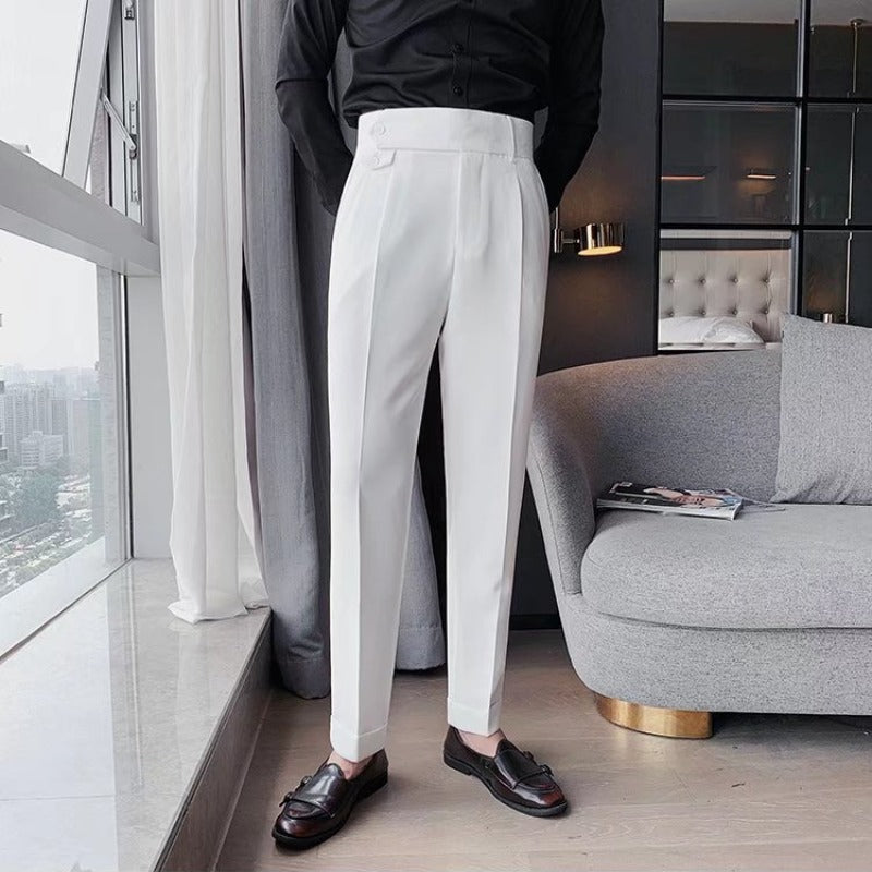 Craig | Men's High-Waisted Pleated Cuffed Trousers