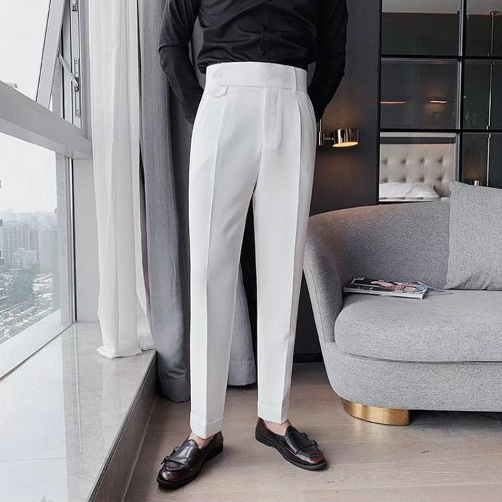 Craig | Men's High-Waisted Pleated Cuffed Trousers