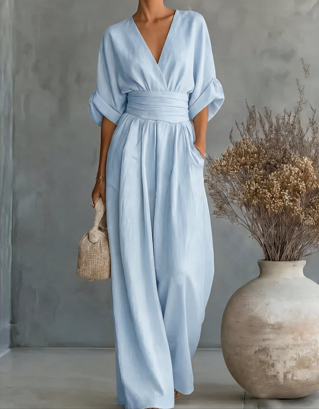 Macacão elegante de pernas largas para mulher