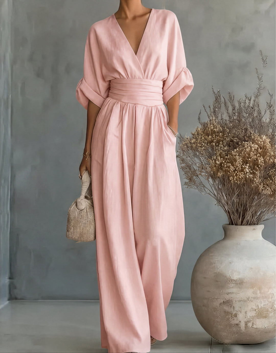 Macacão elegante de pernas largas para mulher
