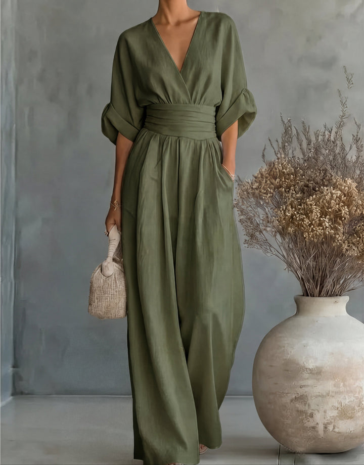 Macacão elegante de pernas largas para mulher