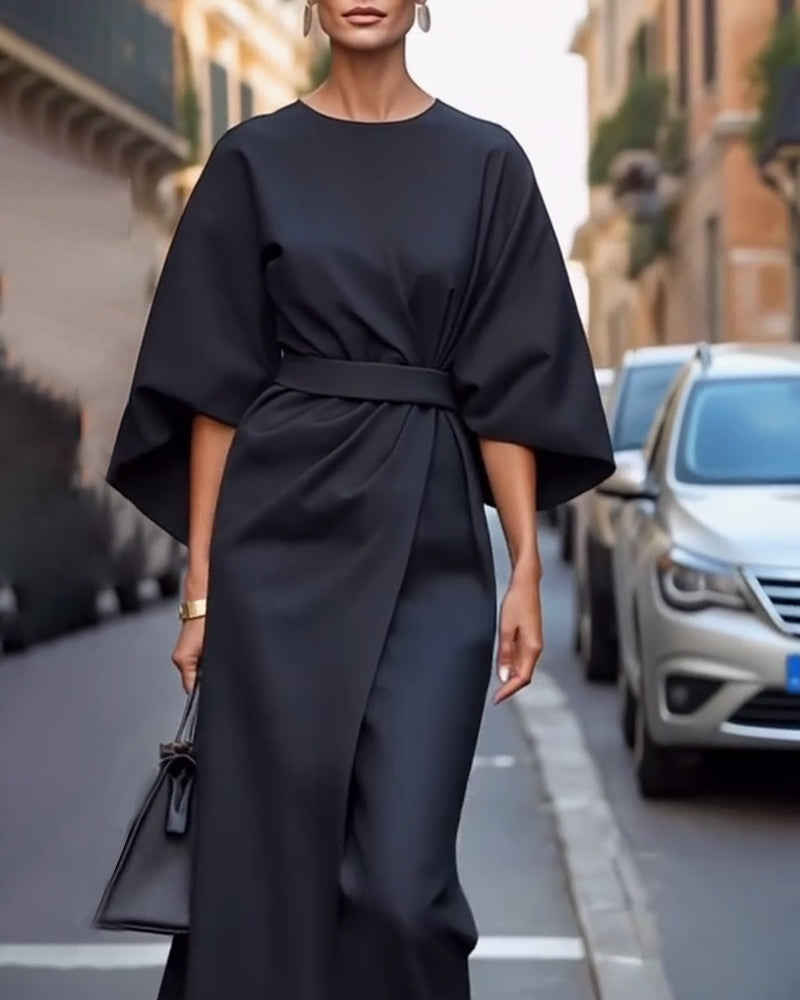 Crystal | Women's Belted Midi Wrap Dress-Metro Lane Plaza