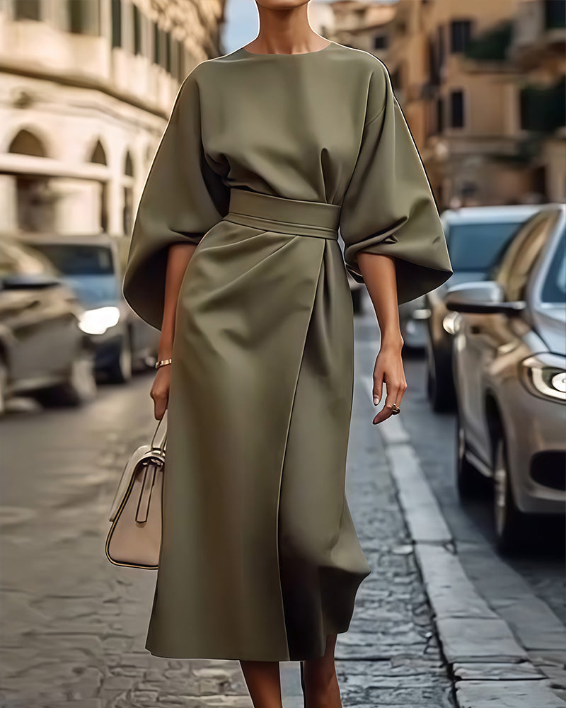 Crystal | Women's Belted Midi Wrap Dress-Metro Lane Plaza
