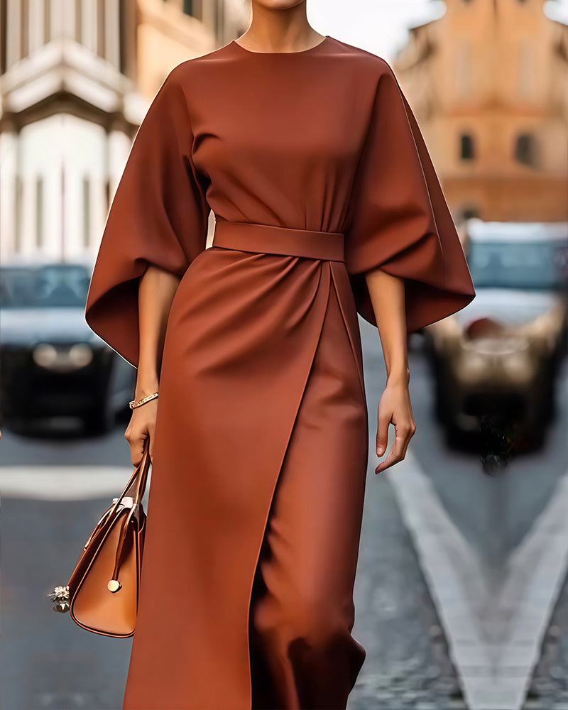 Crystal | Women's Belted Midi Wrap Dress-Metro Lane Plaza