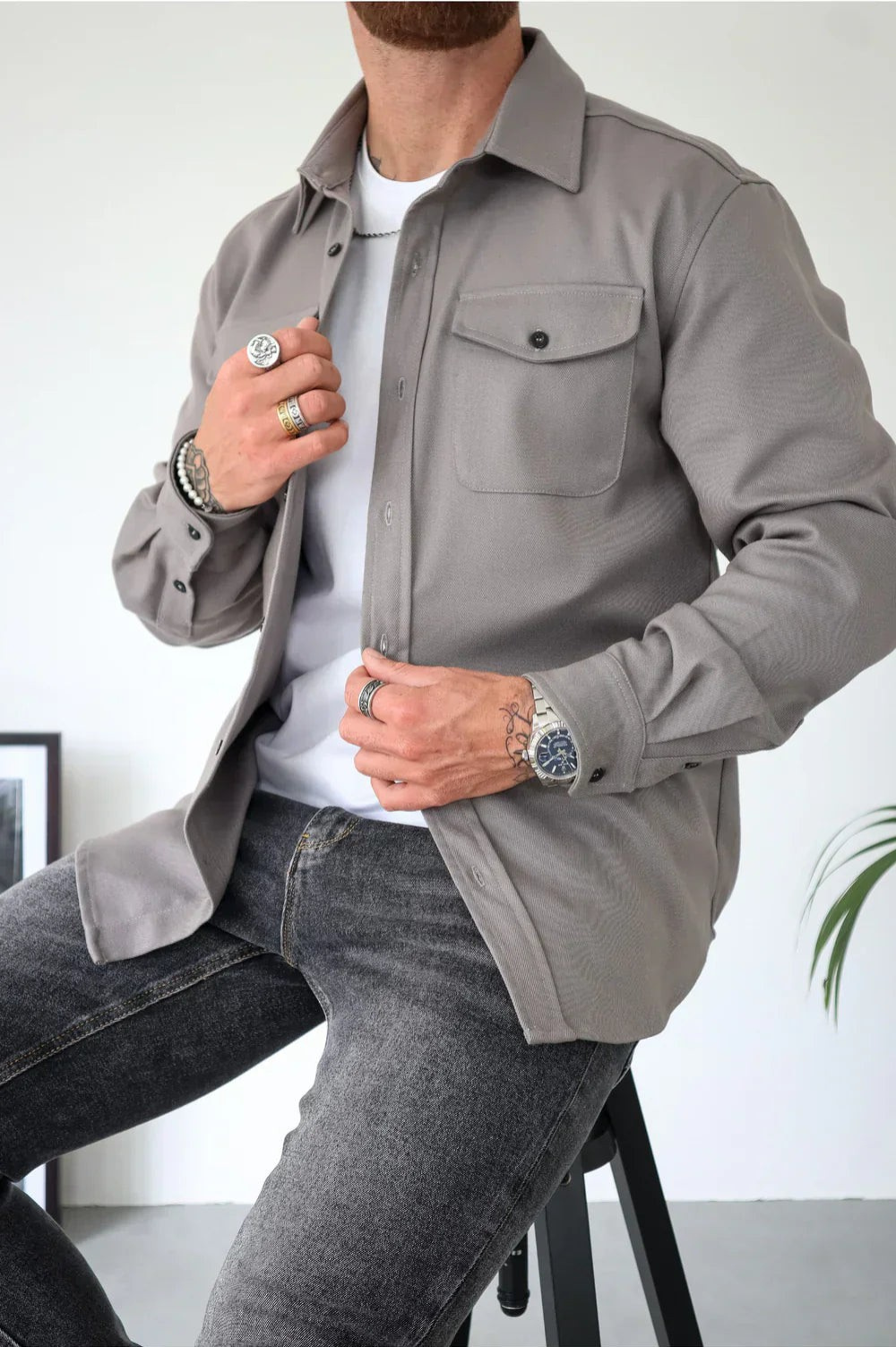 Men's Long Sleeve Shirt Jacket | Stylish and Versatile Outerwear-Metro Lane Plaza