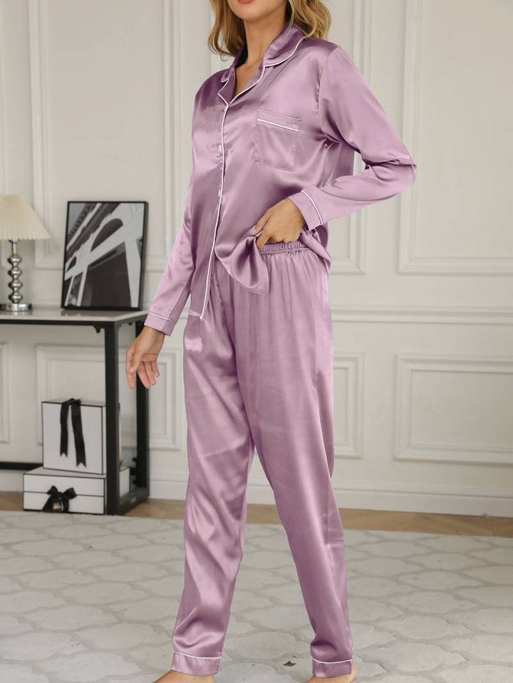 Mila | Women's Satin Night Set - Comfortable Two-Piece Outfit-Metro Lane Plaza