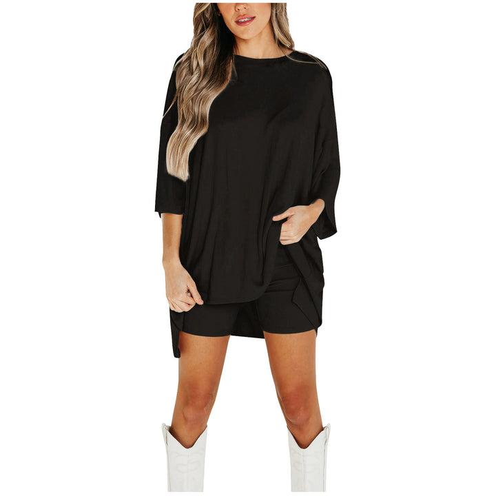 Summer Shorts Suit | Women's Loose T-Shirt & Slim Fit Pants-Metro Lane Plaza