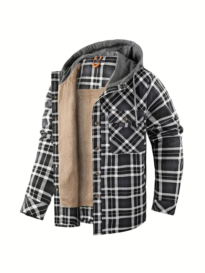 Karierte Jacke mit Kapuze für Herren