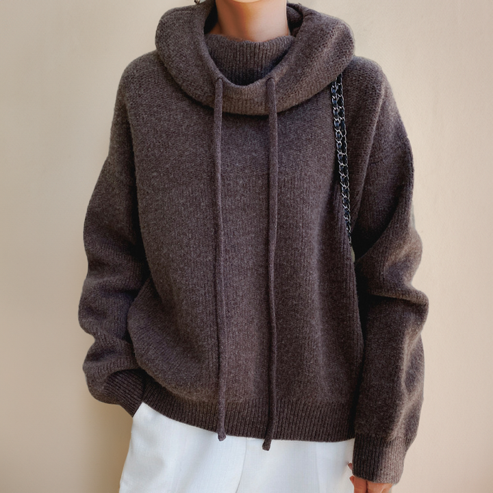 Hyggelig oversized sweater-hoodie til kvinder med sjalskrave