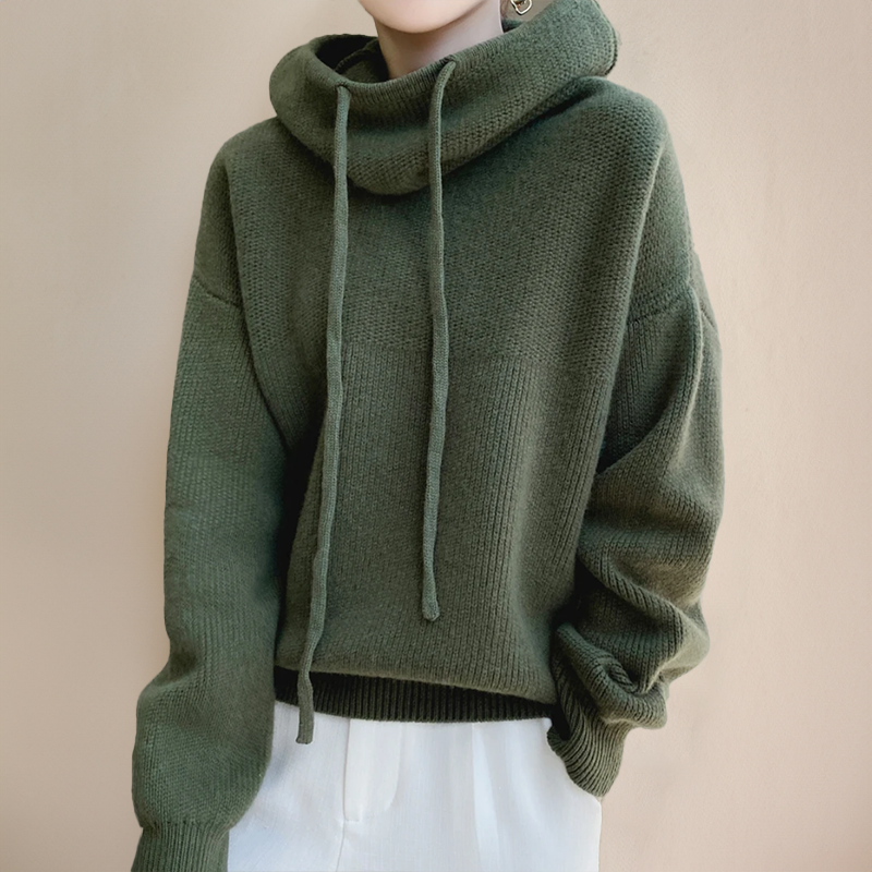 Hyggelig oversized sweater-hoodie til kvinder med sjalskrave