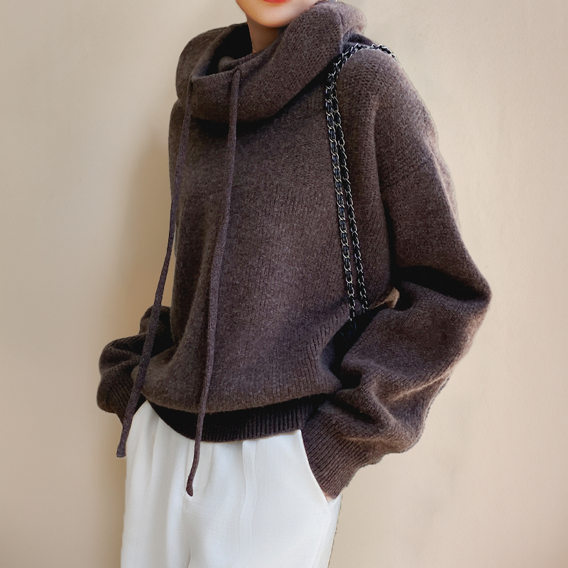 Hyggelig oversized sweater-hoodie til kvinder med sjalskrave