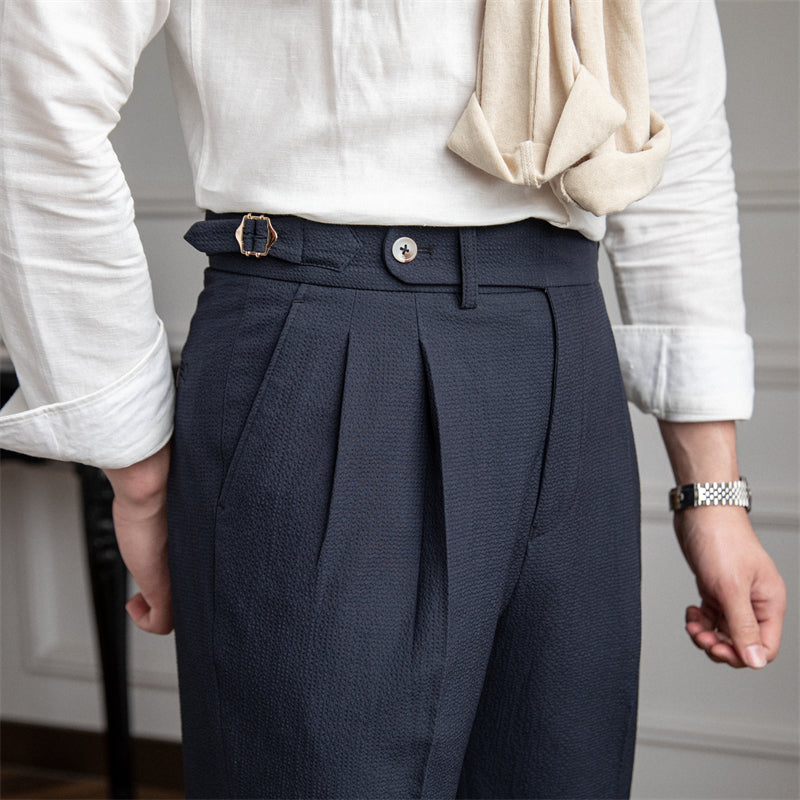 Dakota | Men's Stylish Pleated Cropped Pants-Metro Lane Plaza