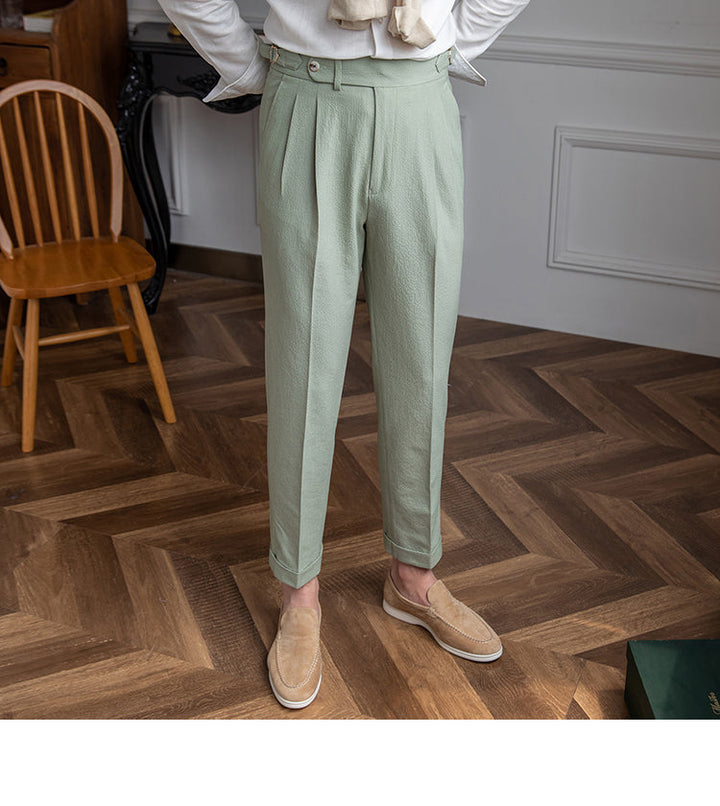 Dakota | Men's Stylish Pleated Cropped Pants-Metro Lane Plaza