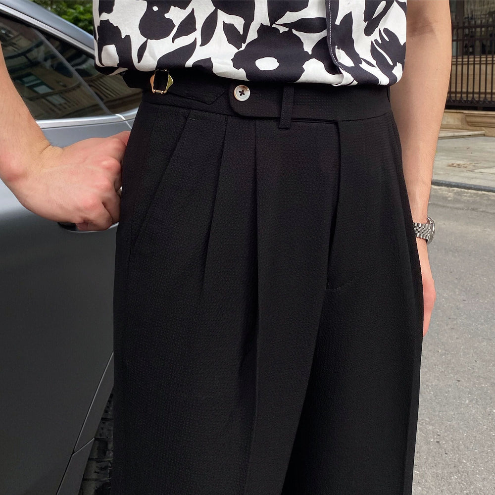 Dakota | Men's Stylish Pleated Cropped Pants-Metro Lane Plaza