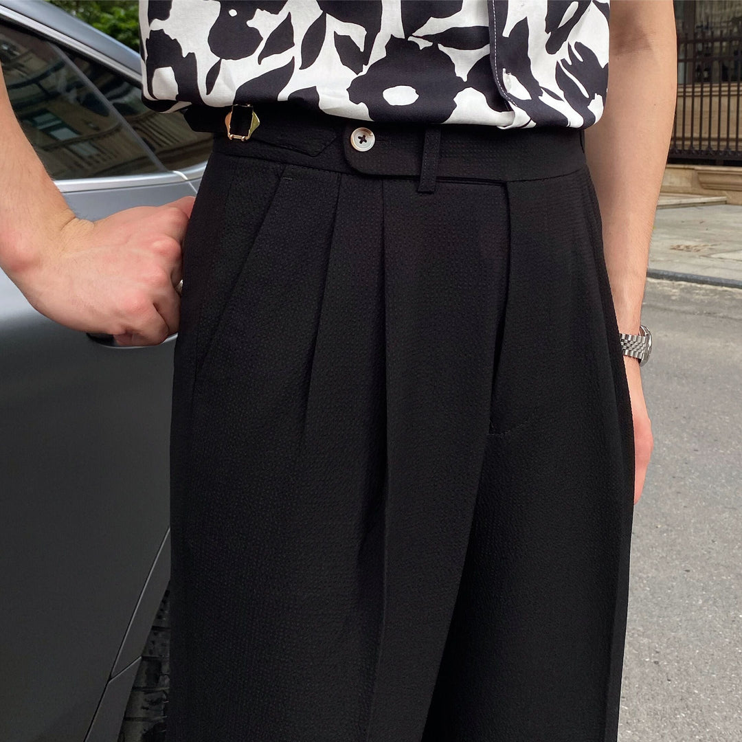 Dakota | Men's Stylish Pleated Cropped Pants-Metro Lane Plaza