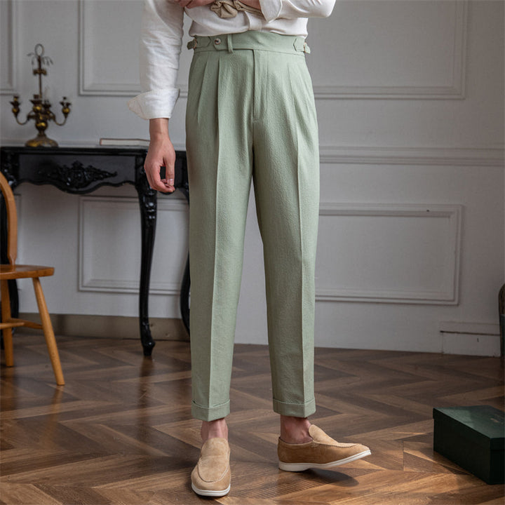 Dakota | Men's Stylish Pleated Cropped Pants-Metro Lane Plaza