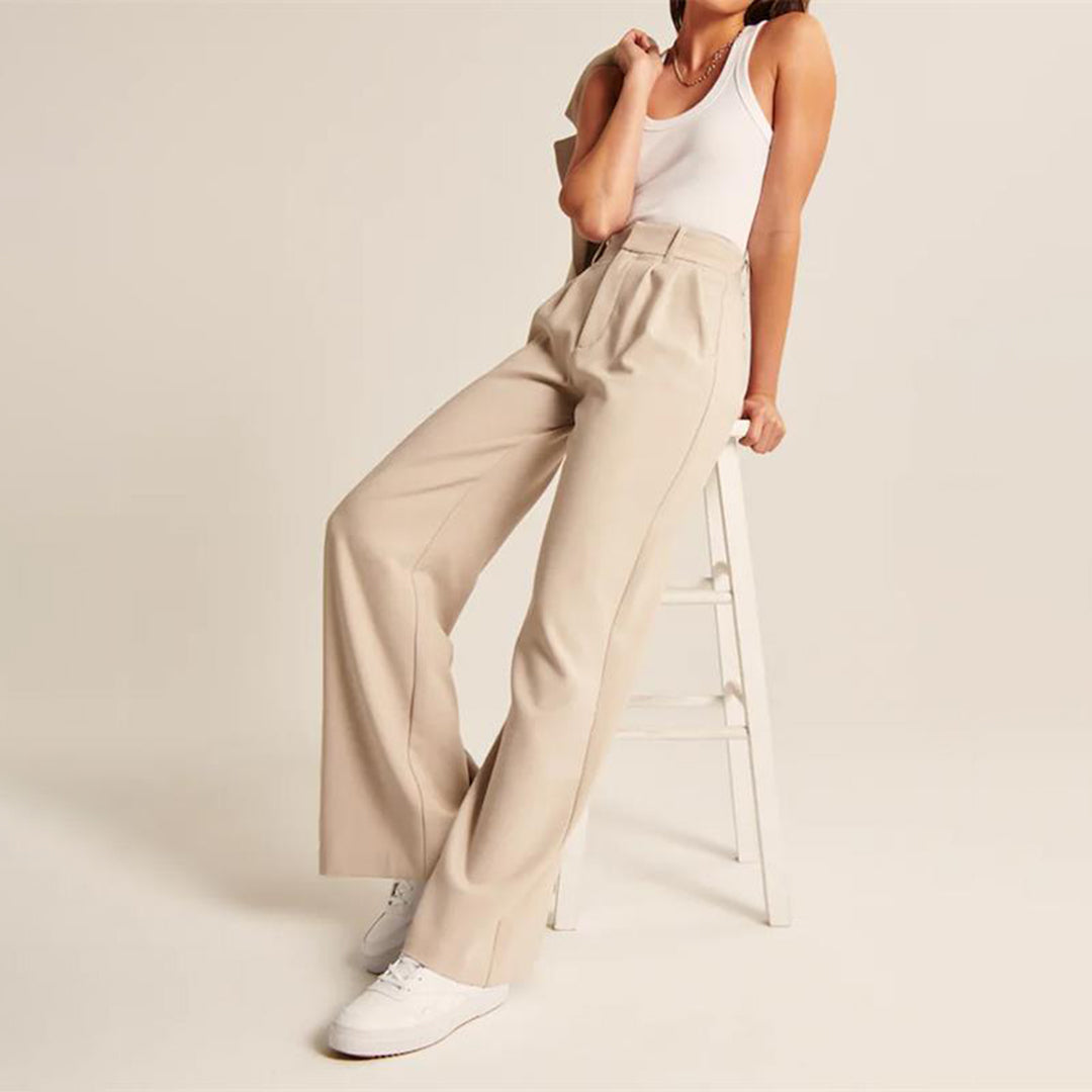 Daniella | Women's High-Waisted Pants with Chic Design-Metro Lane Plaza