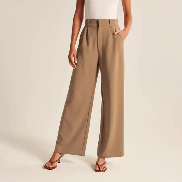 Daniella | Women's High-Waisted Pants with Chic Design-Metro Lane Plaza