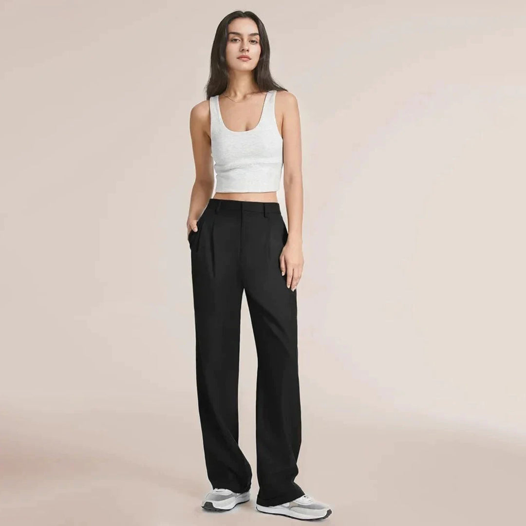 Daniella | Women's High-Waisted Pants with Chic Design-Metro Lane Plaza