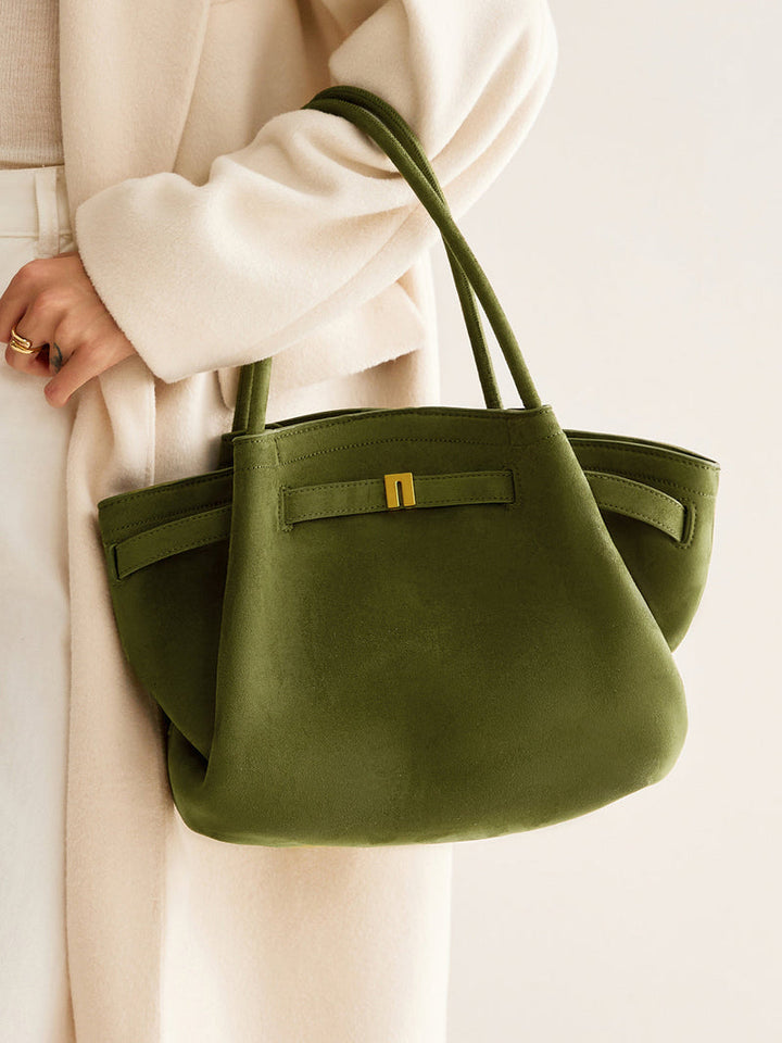 Daphnie | Women's Suede Pleated Handled Bag-Metro Lane Plaza