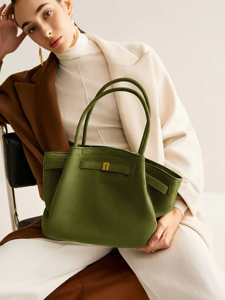 Daphnie | Women's Suede Pleated Handled Bag-Metro Lane Plaza