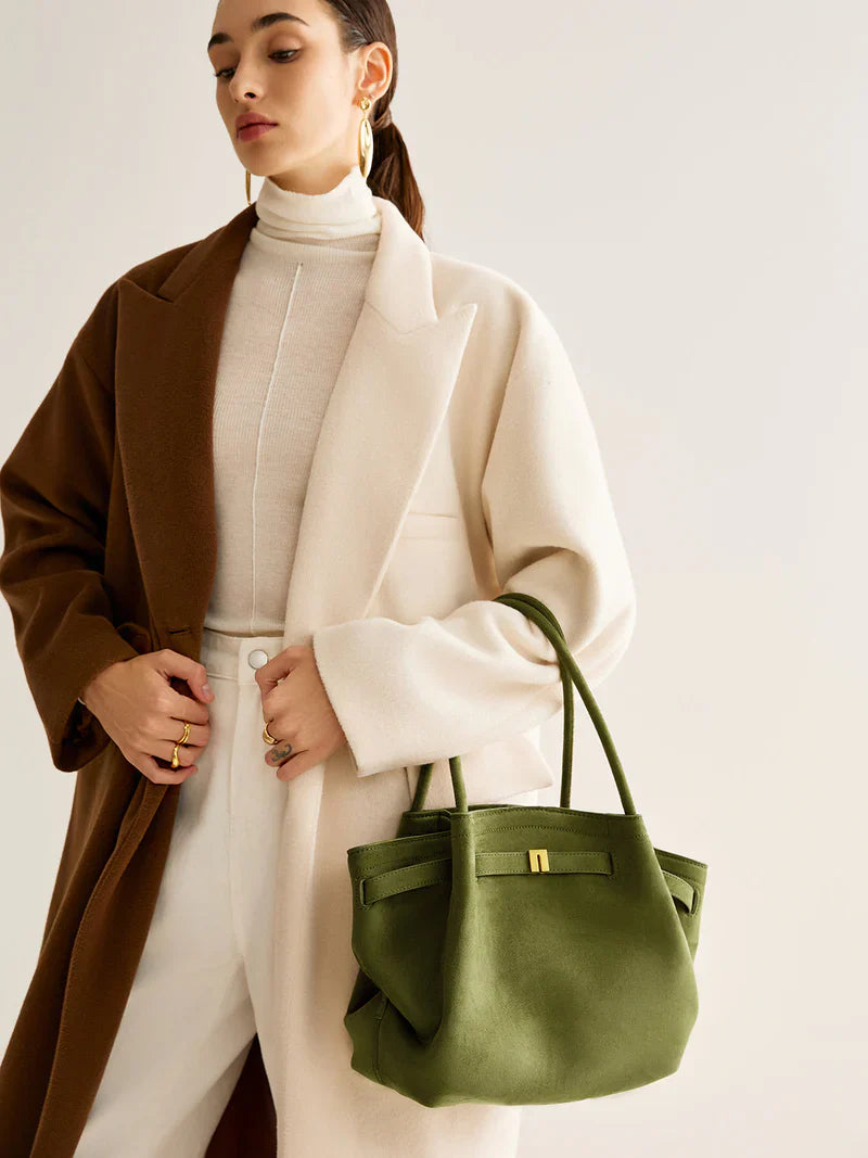 Daphnie | Women's Suede Pleated Handled Bag-Metro Lane Plaza