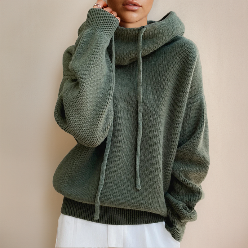Hyggelig oversized sweater-hoodie til kvinder med sjalskrave