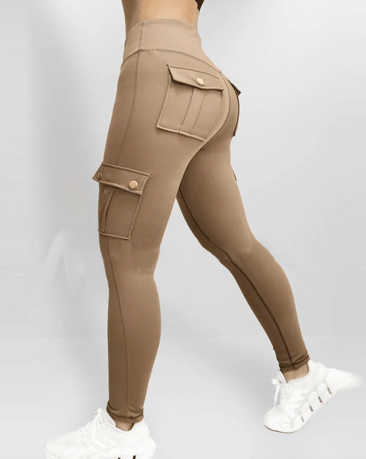 Emily | Women's Stretch Cargo Pocket Leggings-Metro Lane Plaza