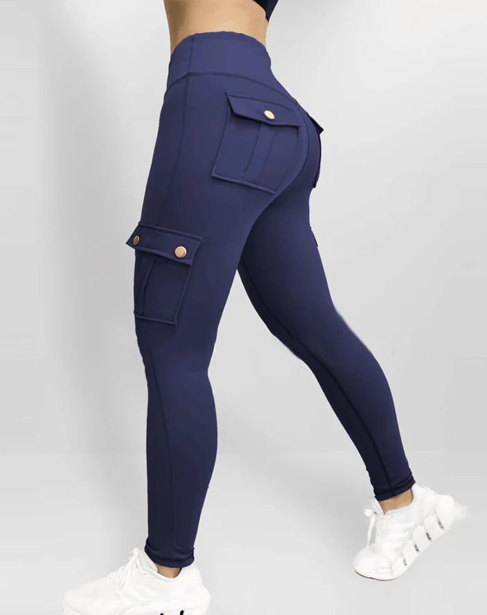 Emily | Women's Stretch Cargo Pocket Leggings-Metro Lane Plaza