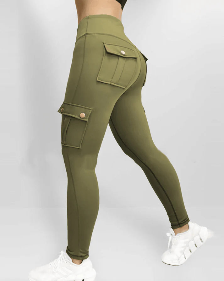 Emily | Women's Stretch Cargo Pocket Leggings-Metro Lane Plaza