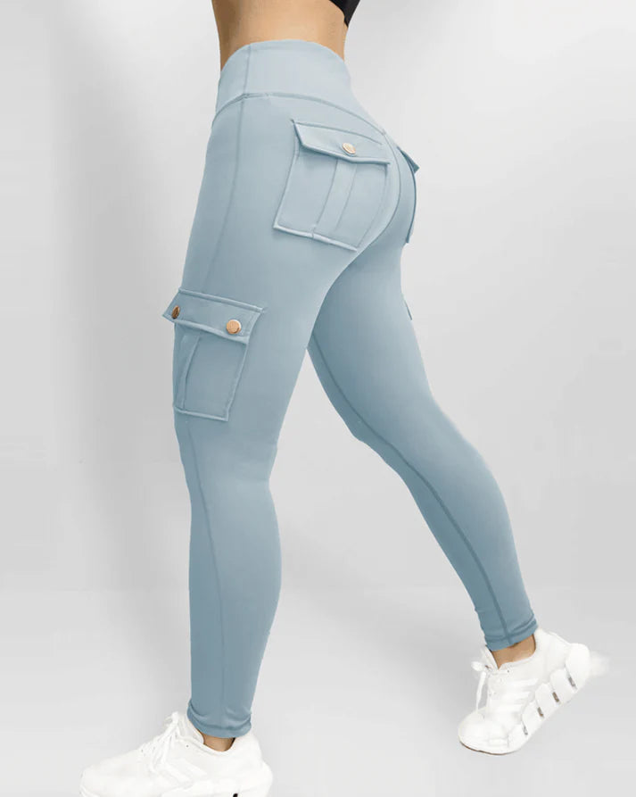 Emily | Women's Stretch Cargo Pocket Leggings-Metro Lane Plaza