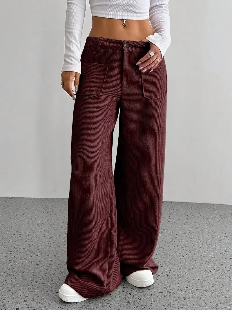 Ainsley | Women's Wide Leg Corduroy Pants-Metro Lane Plaza