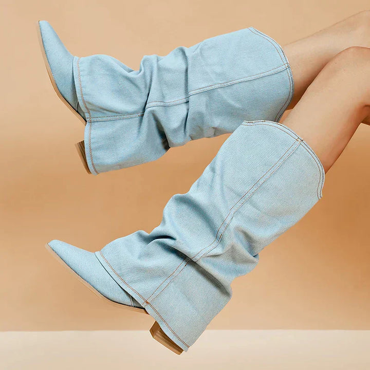 Women's Denim Ankle Boots-Metro Lane Plaza