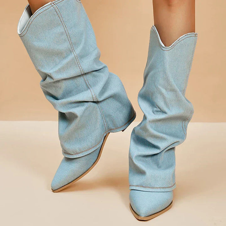 Women's Denim Ankle Boots-Metro Lane Plaza