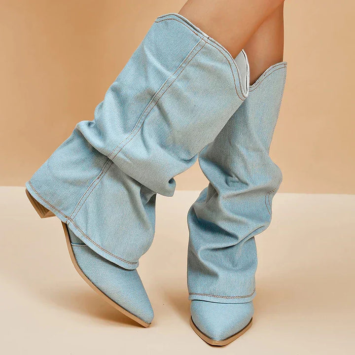 Women's Denim Ankle Boots-Metro Lane Plaza