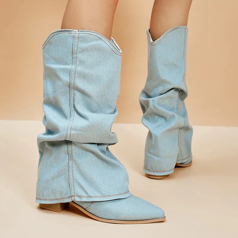 Women's Denim Ankle Boots-Metro Lane Plaza