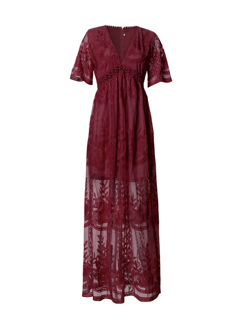 Denise | Women's V-Neck Long Maxi Dress-Metro Lane Plaza